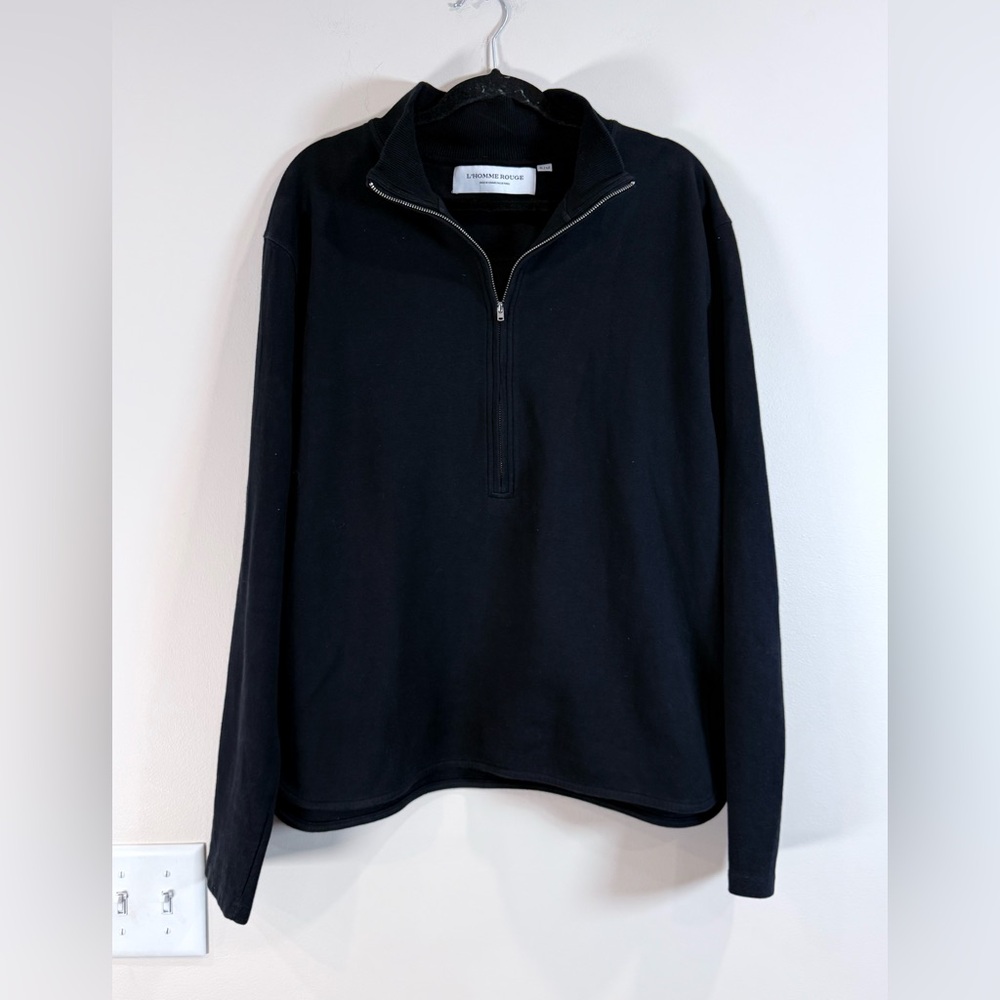 🔥NWOT L’Homme Rouge Men’s Black Quarter-Zip Sweater Size XL 🔥